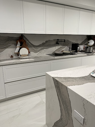 Italkraft wood kitchen with marble island